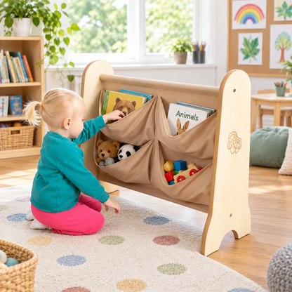 Toddler Easy Access Pocket Storage in a bright early years classroom