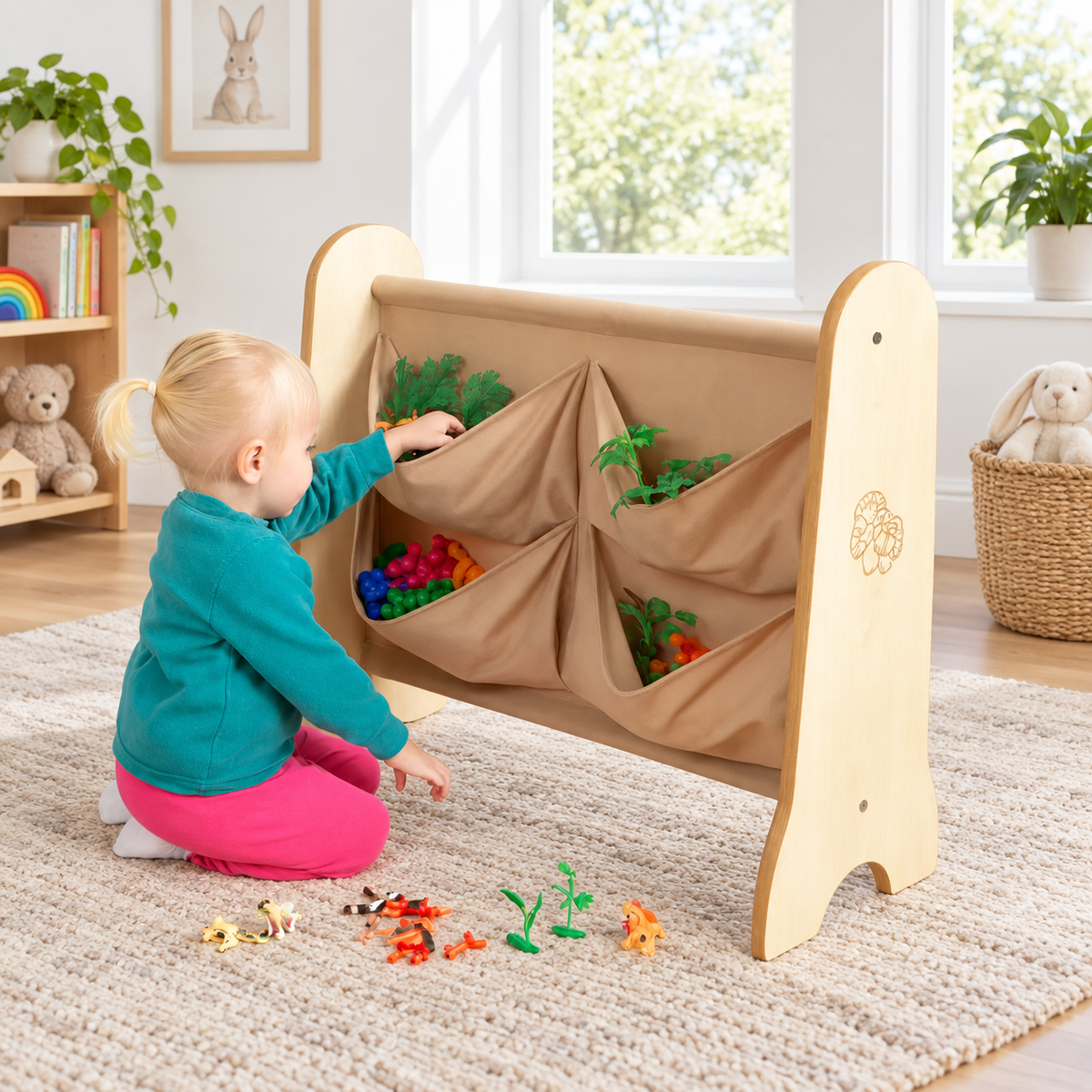 Toddler Easy Access Pocket Storage in a bright early years classroom