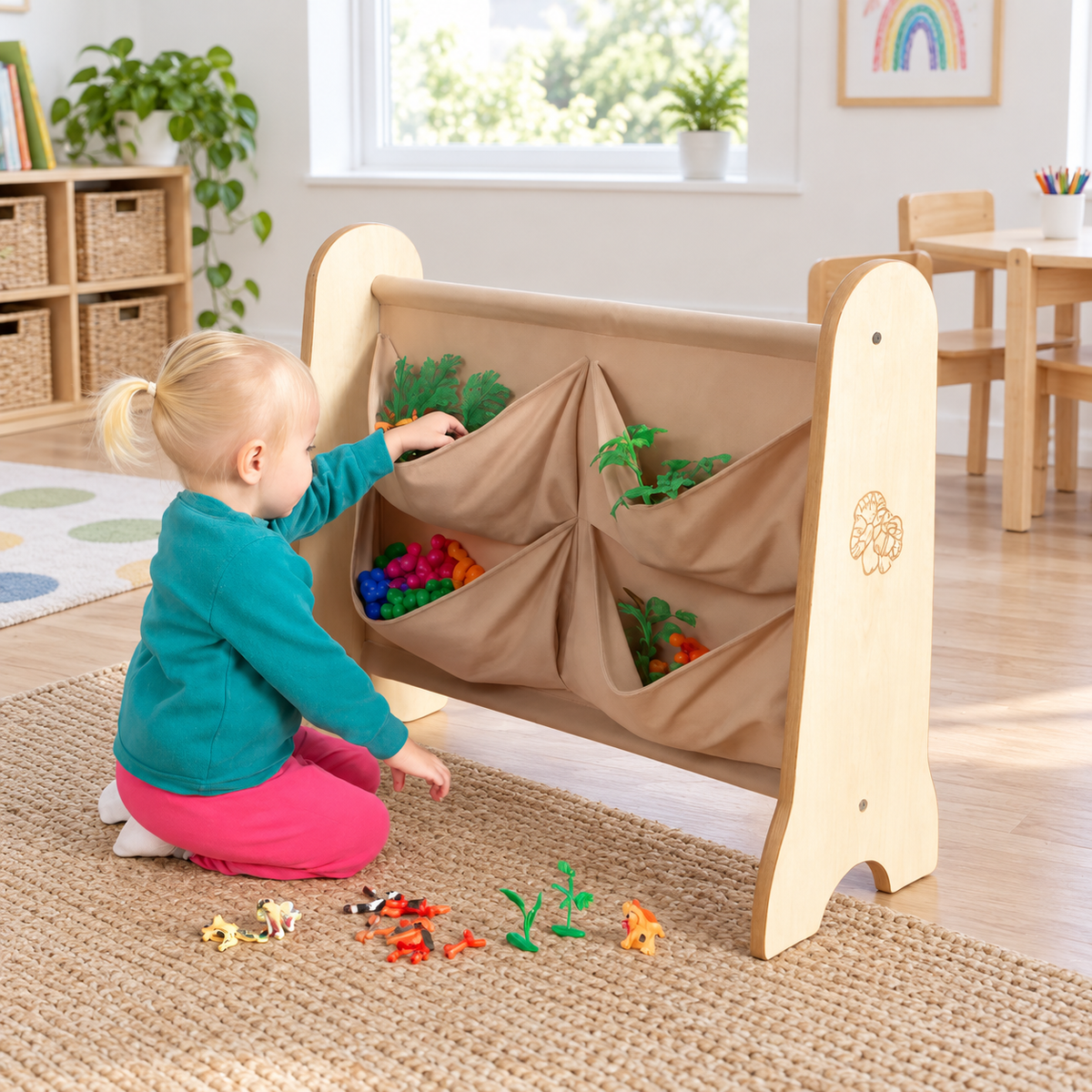 Toddler Easy Access Pocket Storage in a bright early years classroom