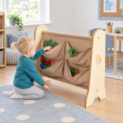 Toddler Easy Access Pocket Storage in a bright early years classroom