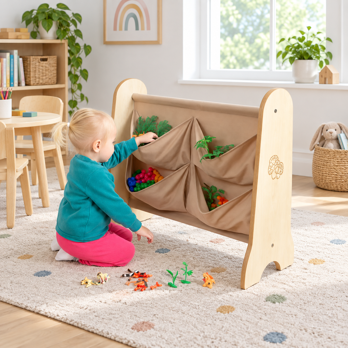 Toddler Easy Access Pocket Storage in a bright early years classroom