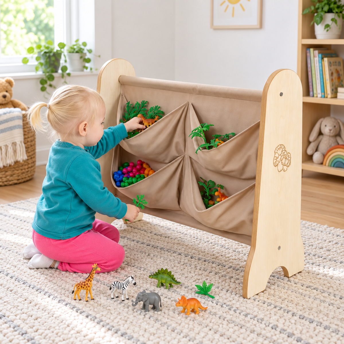 Toddler Easy Access Pocket Storage in a bright early years classroom