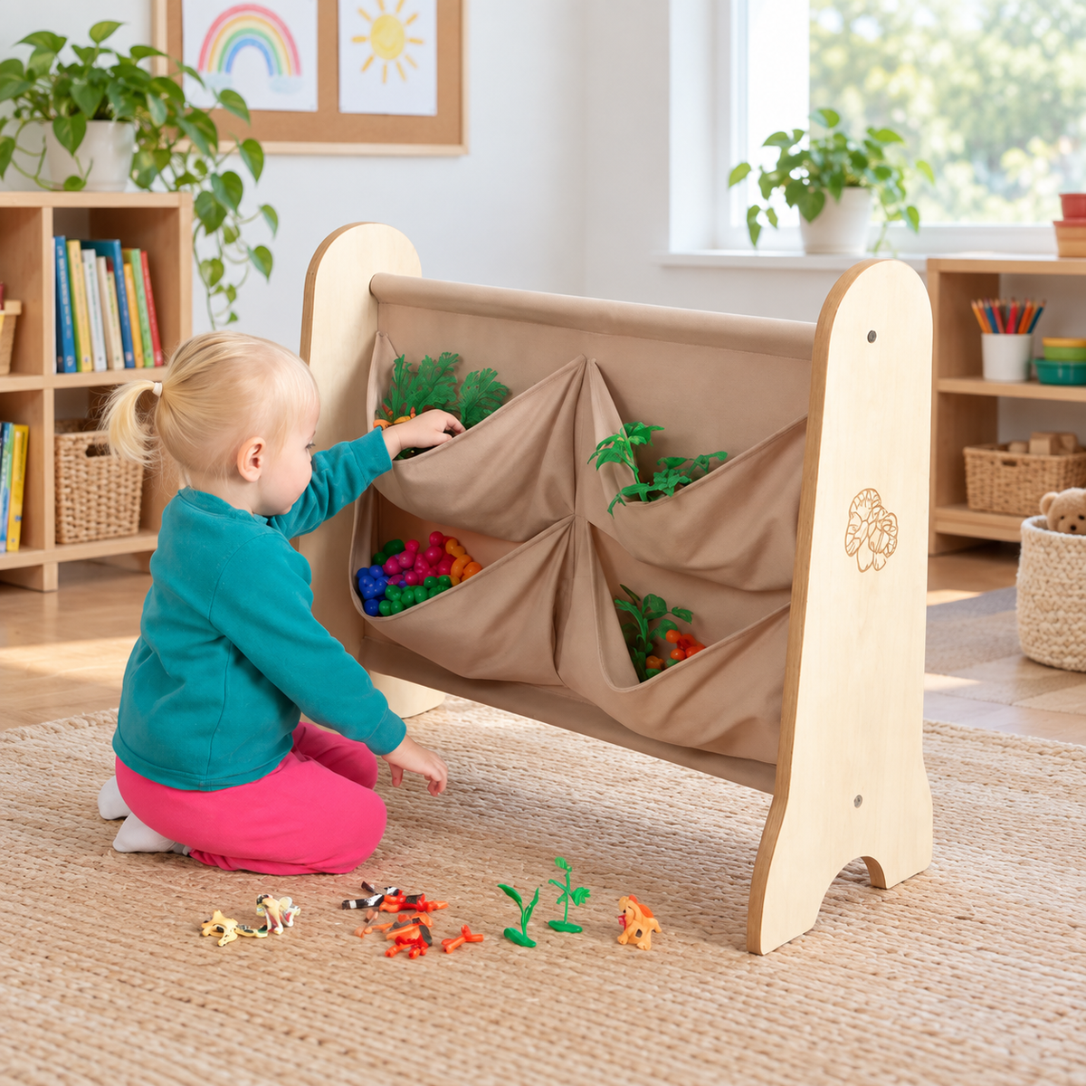 Toddler Easy Access Pocket Storage in a bright early years classroom
