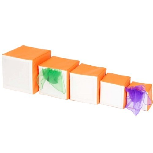 Toddler Moves Cube Set, Let babies and toddlers experiment and explore with these beautifully made Toddler Moves Cubes. A set of 5 different soft play cubes that can be used to build or placed side by side in height order. All the cubes come with pockets and can be used to sit on when they are not being played with. Set of 5 cubes in different heights Can be used as building blocks or even seats Contains a pocket for storage of personal effects, photos or cards Helps to increase agility and lets children ex