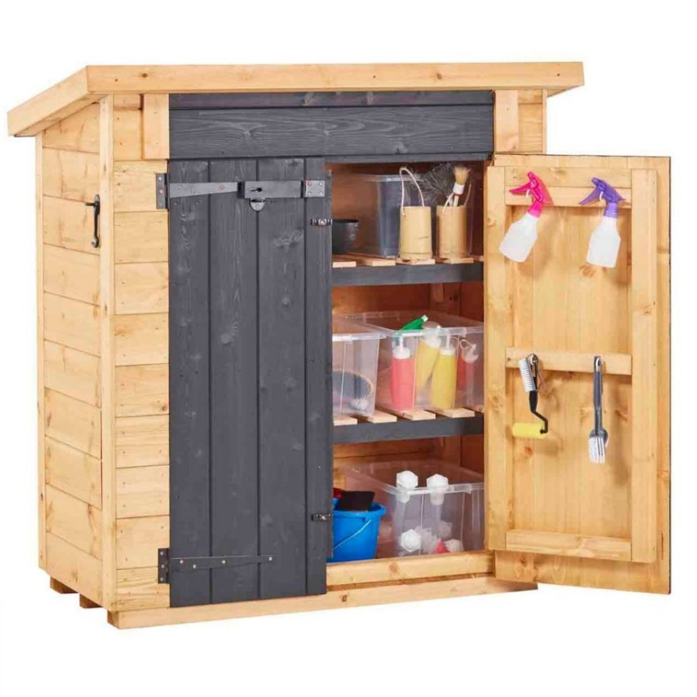 Toddler Writing Shed, The Toddler Writing Shed is a mini shed store perfect sized for kids to access equipment themselves and great in smaller spaces.The shorter length of this Toddler Writing Shed makes it more accessible for younger children. Perfect for storing mark-making equipment for children to pick up for themselves. With doors coated in blackboard paint, the Toddler Writing Shed also becomes an excellent opportunity for little learners to practice their writing skills. Suitable for ages 3 and above