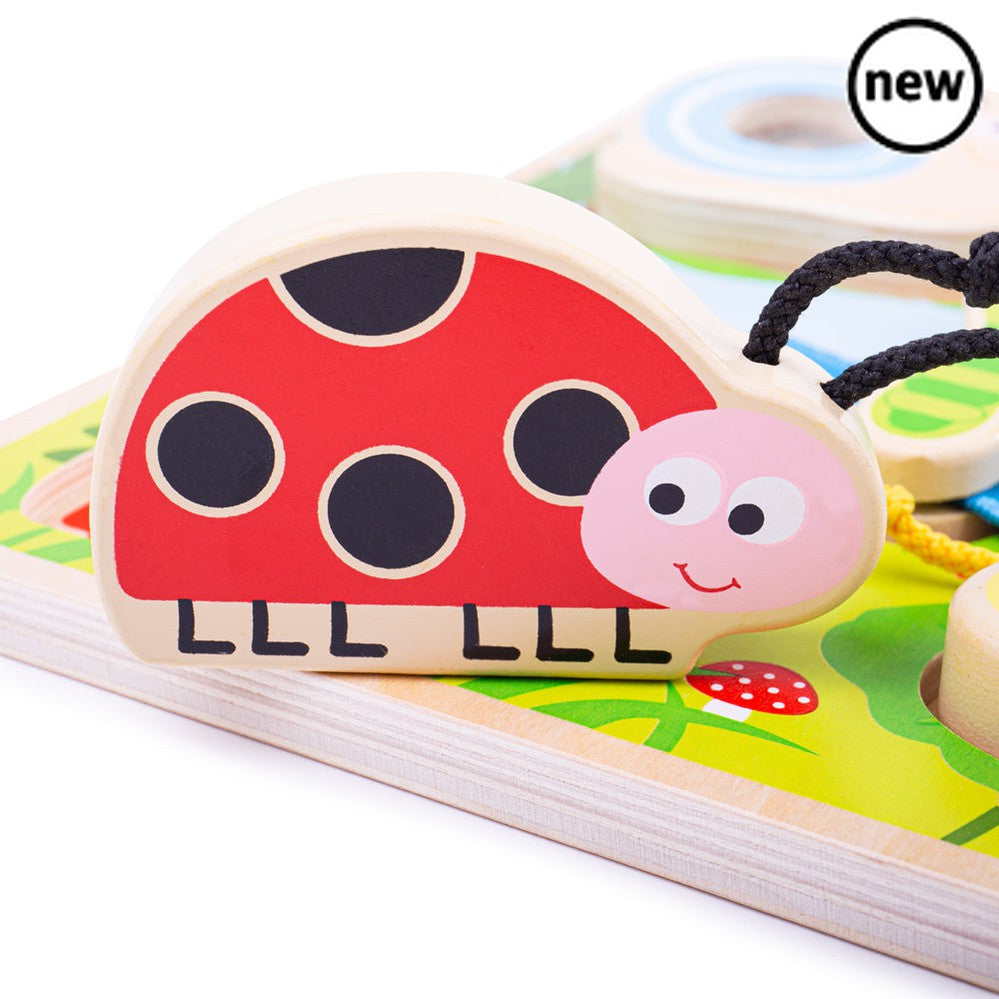 Touch and Feel Insects, Feel the soft dragonfly wings and gaze into the mirrored snail... These are just two of the exciting textures to explore on this delightful Touch and Feel Insect Puzzle. The insects that are illustrated in this colourful scene are a ladybug, caterpillar, butterfly, dragonfly and snail. The Tidlo Touch and Feel Puzzles are a diverse range of sensory puzzle boards great for early development. Remove the five wooden puzzle pieces to reveal the matching colour underneath. A great way to 
