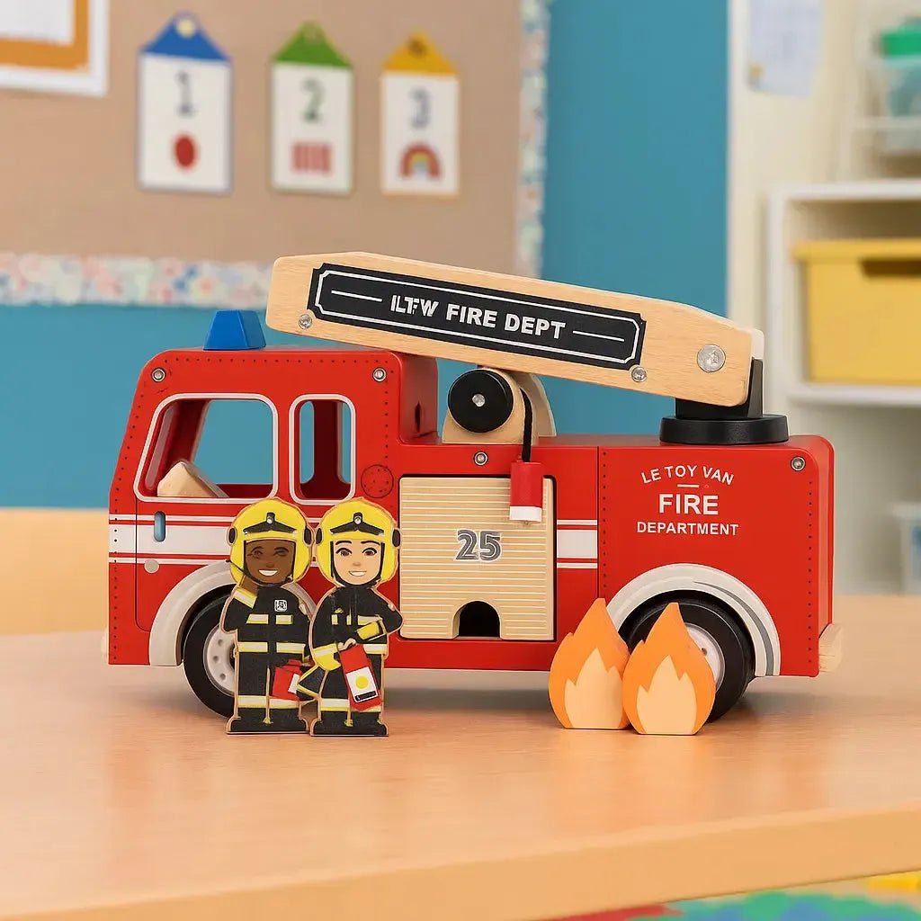 Toy Fire Engine & Characters-Toy Fire Engine & Characters
