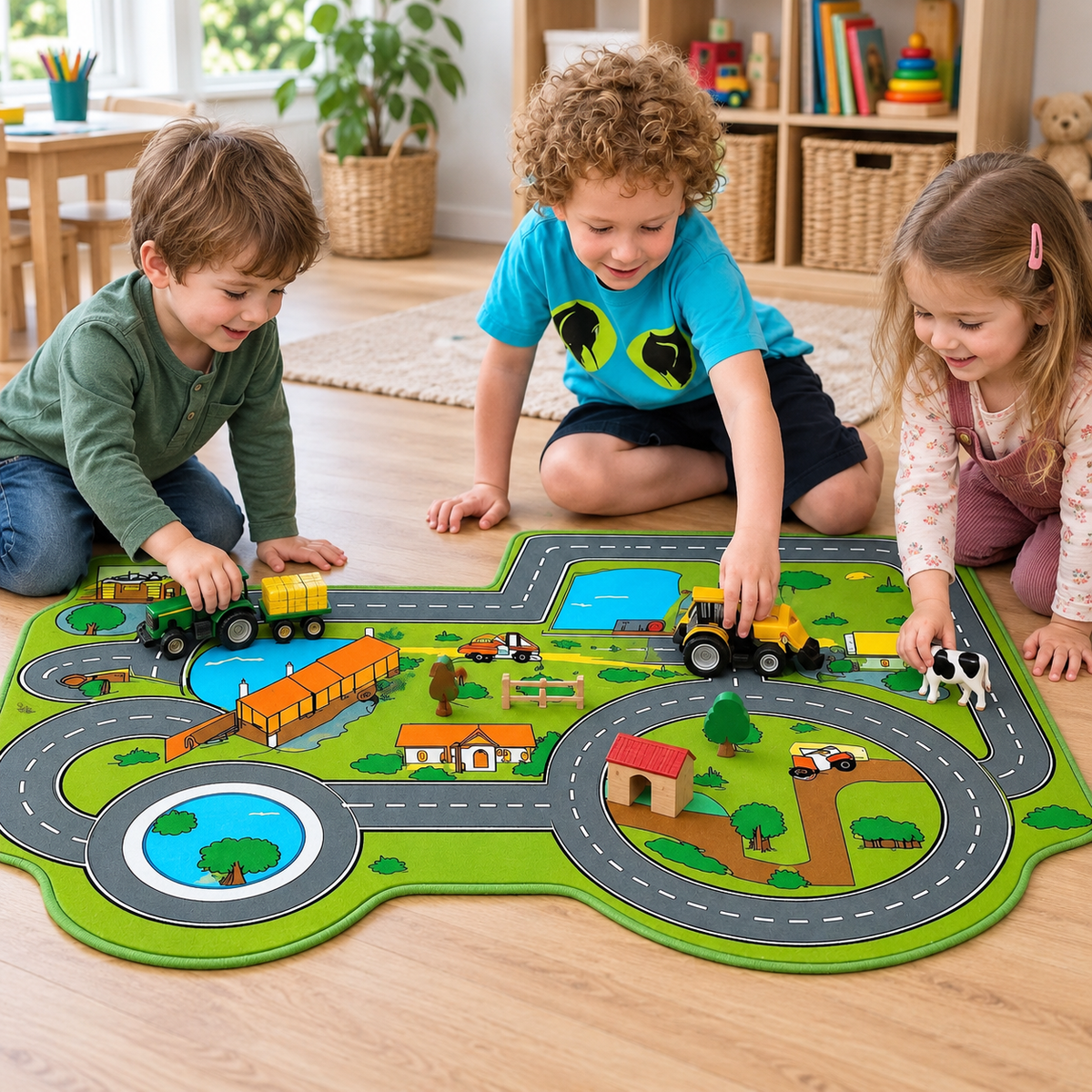 Tractor Farm Playmat in use with children — natural early years lifestyle image 3