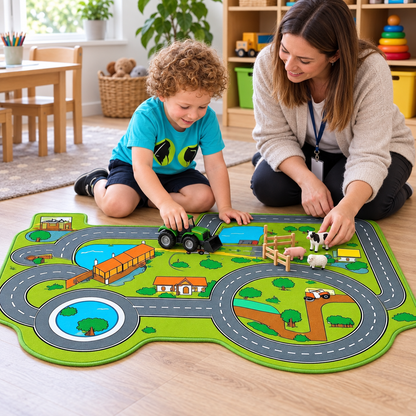 Tractor Farm Playmat in use with children — natural early years lifestyle image 4