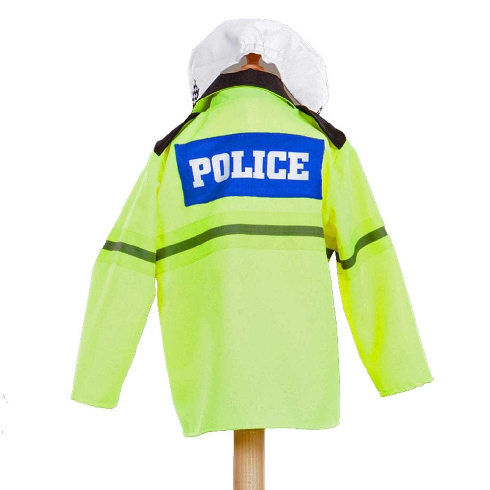 Traffic Police Fancy Dress Costume, High quality Traffic Police Dressing-up Outfit for your role play corner and amateur dramatic productions. Set comes with High quality police jacket and police hat costume. The Traffic Police Dressing-up Outfit offers children a compelling way to engage in imaginative play while exploring the role of a traffic cop. Here are the key features of this high-quality Traffic Police Fancy Dress Costume set: Design and Authenticity Police Jacket: A fluorescent jacket equipped wit