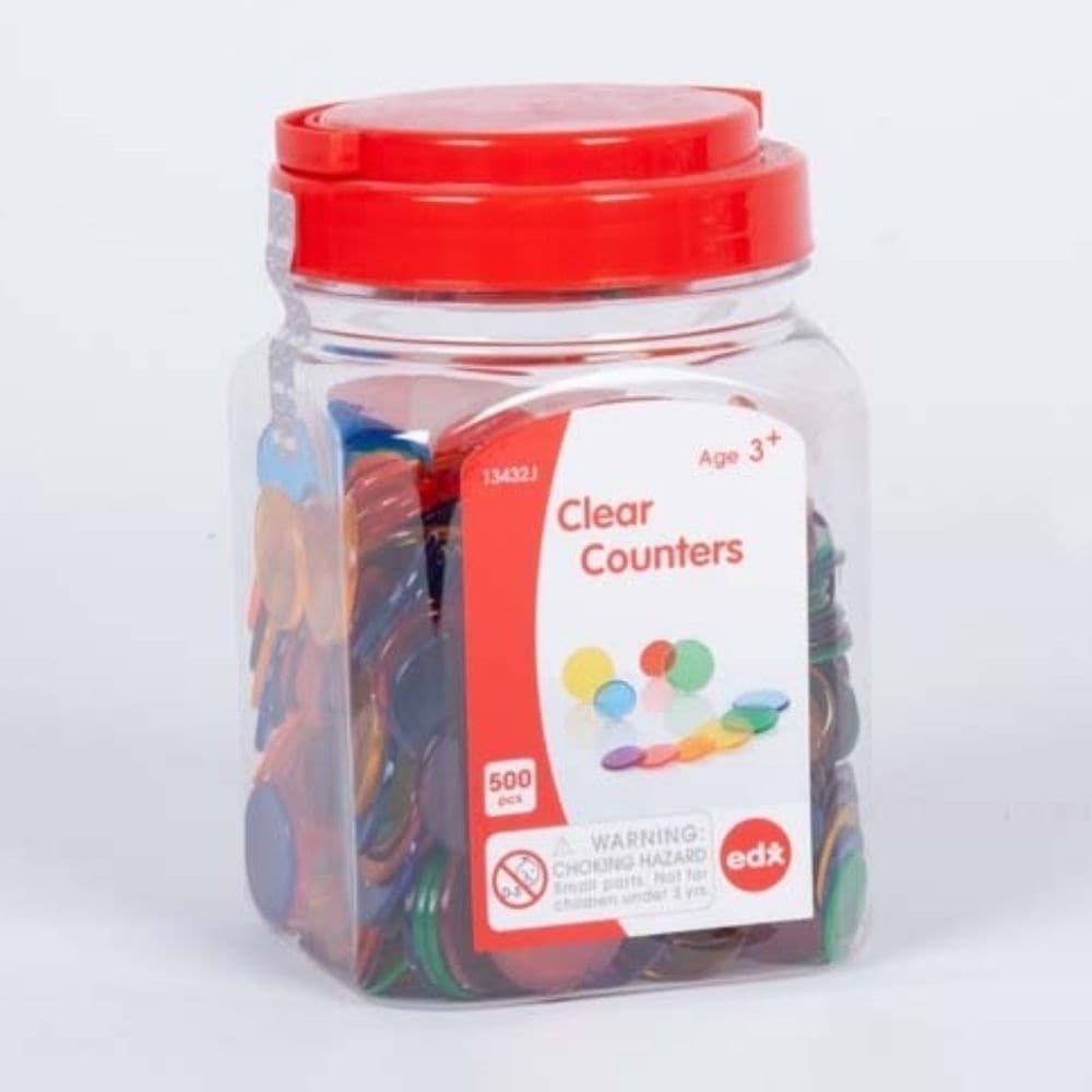 Translucent Colour Counters 500 Pack, This Translucent Colour Counter set comes in in 6 colours and 2 sizes, supplied in a handy storage jar. The Translucent Colour Counters 500 Pack is ideal for using on a light panel for counting, sorting, pattern-making and colour recognition activities. These translucent counters are ideal for teaching principles like counting, sorting and sequencing activities. Supports the following areas of learning: Physical Development - motor skills Understanding the World - colou