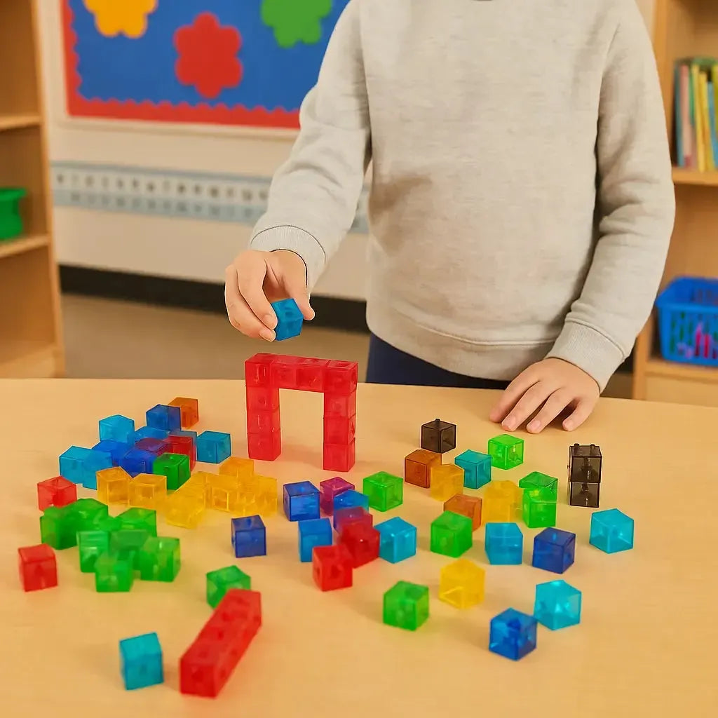 Translucent Linking Cubes - Pk100-Translucent Linking Cubes - Pk100