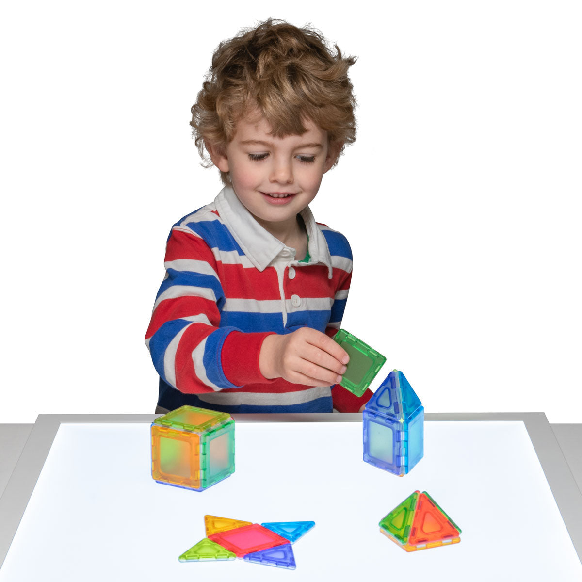 Translucent Solid Magnetic Polydron Starter Set, Introduce young learners to the wonders of shape and construction with the Translucent Solid Magnetic Polydron Starter Set. Designed for small groups of children, this set is perfect for those taking their first steps in building both 2D and 3D shapes.Supplied in 5 mesmerizing translucent colors, these translucent solid pieces capture the imagination and make learning even more exciting. The set is made from MABS material, ensuring durability and longevity fo