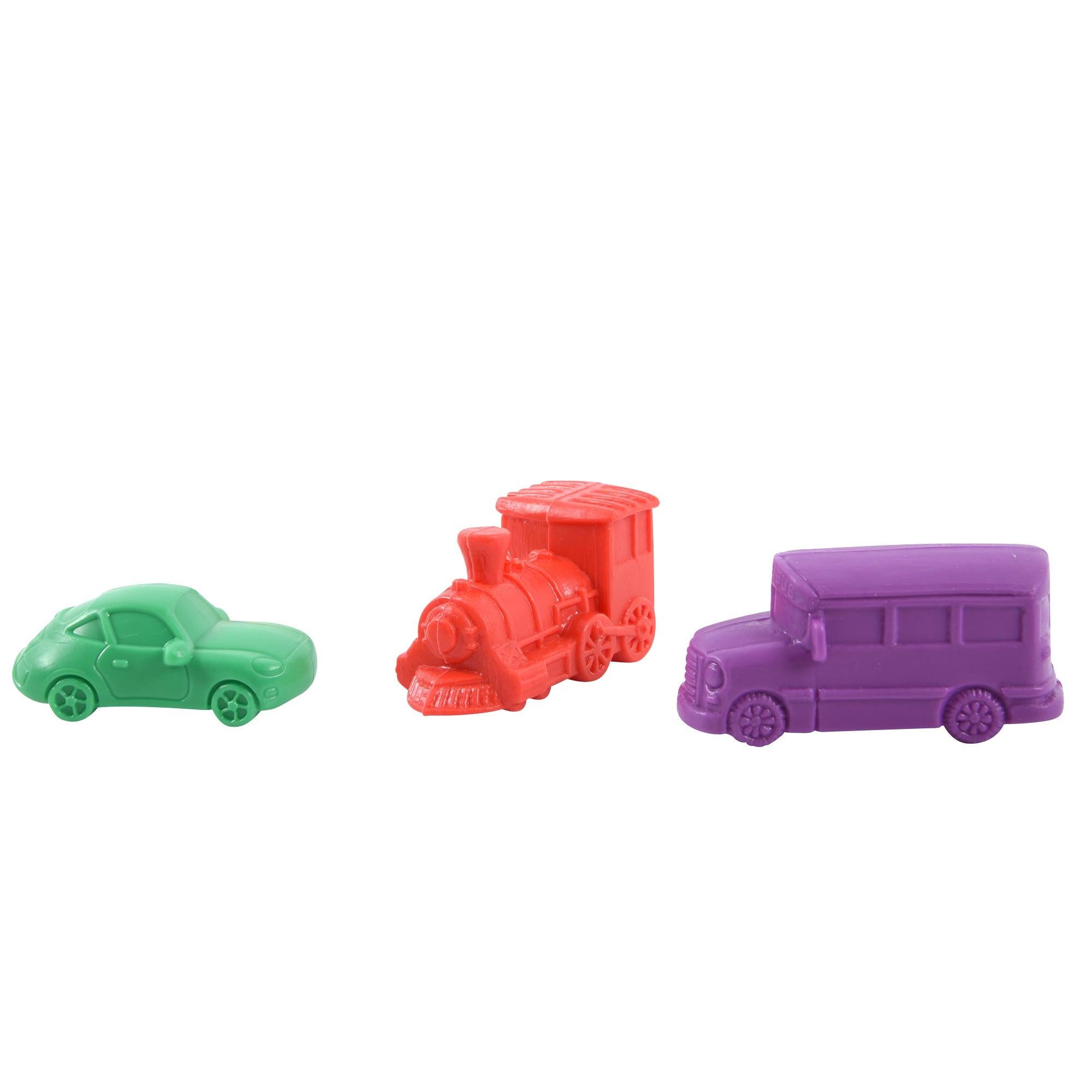Transport Counters - Pk72, Introduce your little ones to the world of transportation with our vibrant Transport Counters Set! This collection, detailed with six different modes of transport in six engaging colors, is not only fun but also a powerful learning tool, making learning math and motor skills a delightful experience for children. 🌟 Features: Diverse Varieties: Includes bus, car, helicopter, plane, tugboat, and train counters. Vibrant Colors: Each transport counter comes in red, blue, green, yellow,