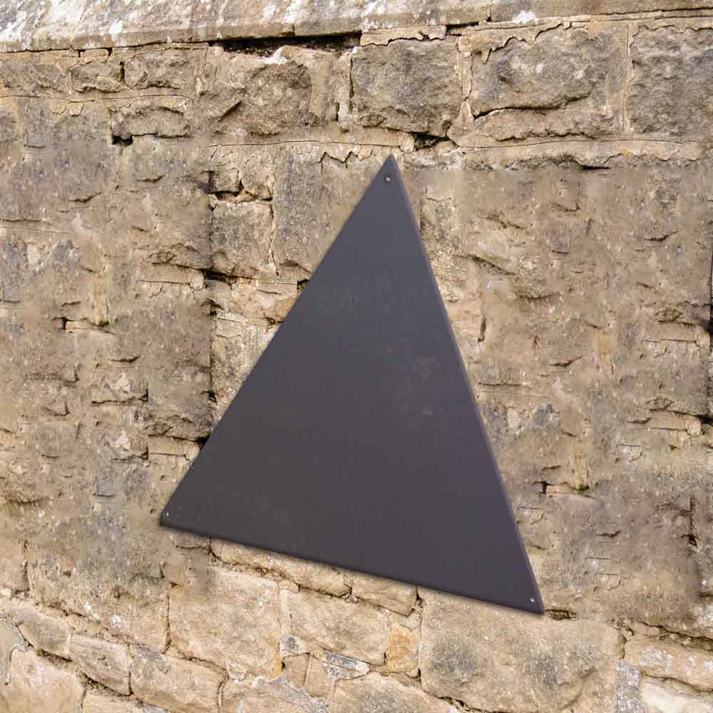 Triangular Chalkboard, The Triangular Chalkboards are coated in several layers of high quality chalkboard paint giving it that authentic matte finish. Usable with chalks and chalk pens (not included). These Triangular Chalkboards can be fixed to the wall, using the pre-drilled holes, enabling desired position. Suitable for Indoor/outdoor use. Create themed/zoned/role play areas, explore Maths or Literacy outdoors, create signs around your outdoor area, create signs inside around the school building or write