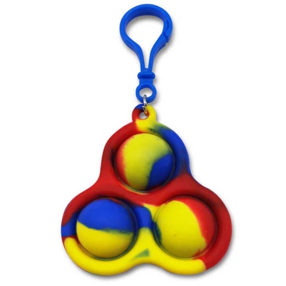 Triple Pop Key Chain, The Triple Pop Key Chain is a keychain version of this hugely popular trend line that behaves like reusable bubble wrap. This colourful Triple Pop Key Chain pad features a set of three of bubbles that make a satisfying pop sound when pushed inwards. After one press, the bubble then appears on the other side, ready to be pushed and popped all over again. This fiddle toy is immensely satisfying to use, and is proving to be a big hit with popular Tik Tok users and other social media influ