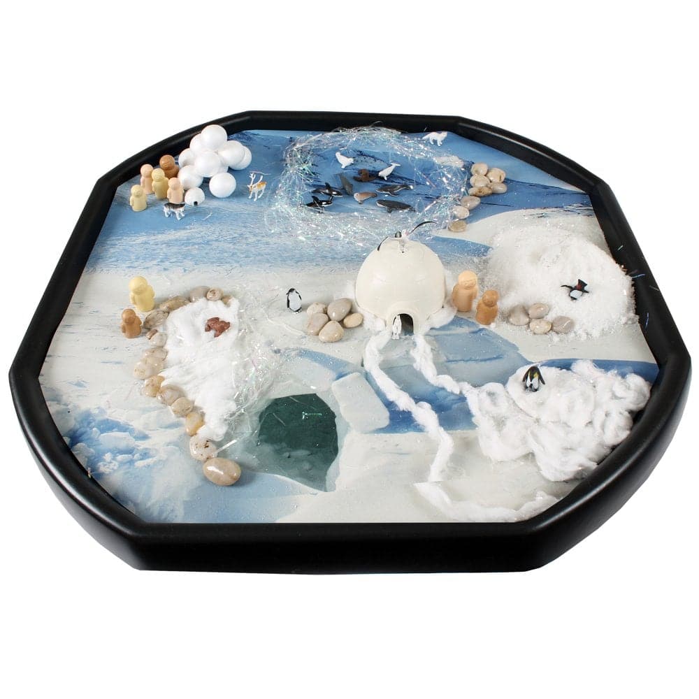 Tuff Tray Insert Arctic Mat, The Tuff Tray Insert Arctic Mat is the perfect addition to any tuff tray for an immersive arctic experience. This detailed mat features an arctic theme, allowing children to create their very own north pole adventure. With the Arctic Mat, children can use a variety of natural materials to form the landscape, such as ice cubes, snow, glitter, white gravel, and glow rocks. By combining these elements, they can create a realistic and sensory environment that truly captures the esse