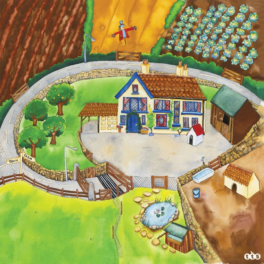 Tuff Tray Insert Farmyard Mat, The Tuff Tray Insert Farmyard Mat is the perfect addition to any early learning environment. With its large size, it fits perfectly into an Active World Tray, creating a dedicated space for children to explore and play in a farmyard setting.Whether used with materials from the "real world" or with play items that emulate a farmyard environment, this mat provides endless possibilities for imaginative and interactive play. Children can pretend to feed the chickens, pick apples f