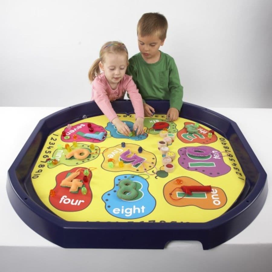 Tuff Tray Insert Number Mat, A waterproof number mat, designed to fit the Active World Tray. The uff Tray Insert Number Mat is designed to bring a multi-sensory approach to numeracy. It has been designed to bring extra appeal to number activities. Sprinkle the mat with soap suds, spaghetti, jelly, etc as you swirl your hands around to find the numbers. Try making the corresponding amount of items out of dough to match the numeral. Dive deep into the world of numbers with our Waterproof Number Mat, tailor-ma