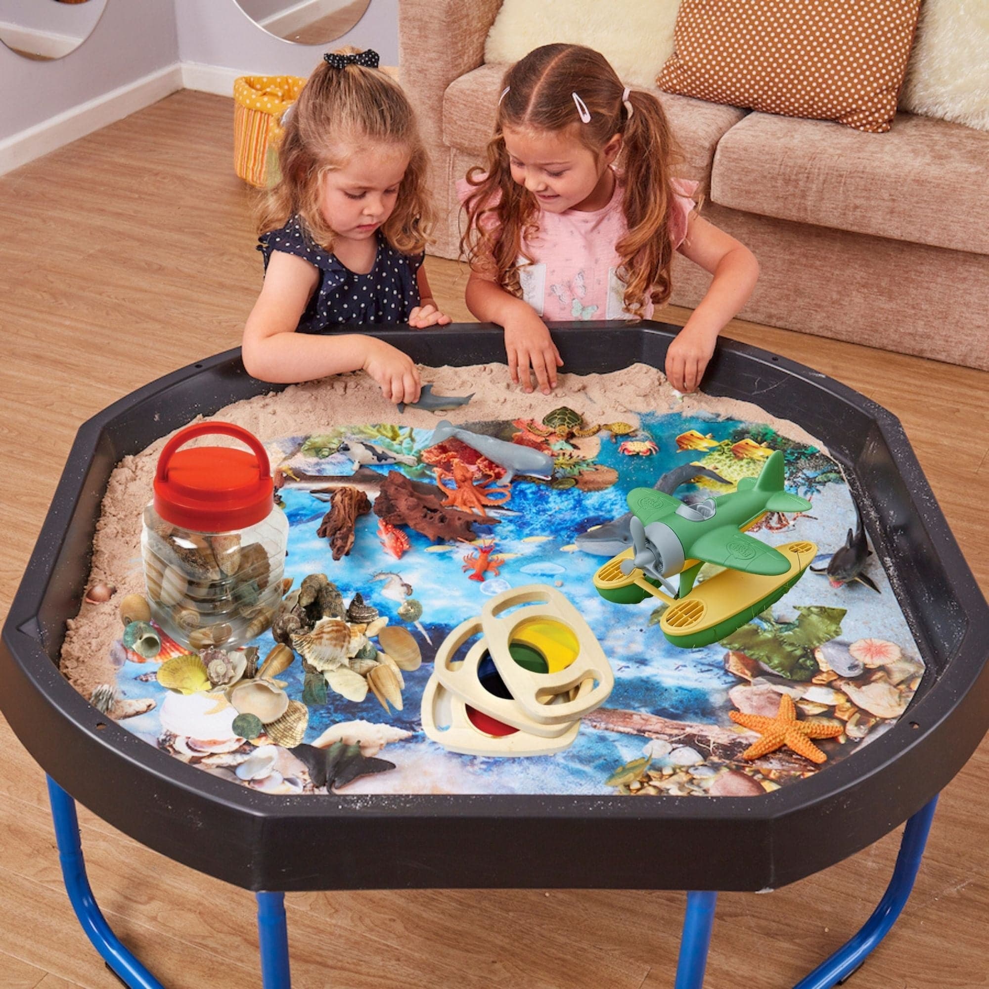 Tuff Tray Play Set Under the Sea, Introduce your young learners to the wonders of marine life with the Under The Sea Tuff Tray Accessory Kit. Unlike other sets, this comprehensive package includes not just the accessories but also the Tuff Tray and stand, making it a convenient 'one-stop-shop' for educational play. Tuff Tray Play Set Under the Sea Features: 🌊 Under the Sea Tuff Tray Mat: This thematic mat provides a vibrant backdrop for imaginative play and storytelling, fully immersing children in the ocea