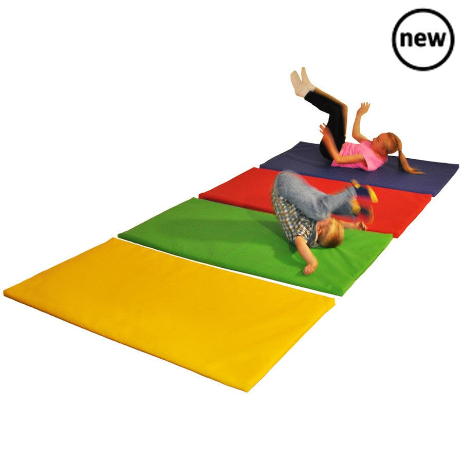 Tumble Mat Set of 4, Introducing our Tumble Mats, the perfect tool to spark confidence and promote physical development in children. Crafted with utmost care using premium quality foam, these soft and supportive mats are designed to inspire youngsters to step out of their comfort zones and embrace new challenges without the fear of failure.Each set includes four Tumble Mats, available in vibrant shades of Red, Yellow, Blue, and Green. Whether your little one prefers the boldness of the red, the cheerfulness
