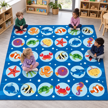 Under the Sea Placement Carpet – four children seated on separate placements
