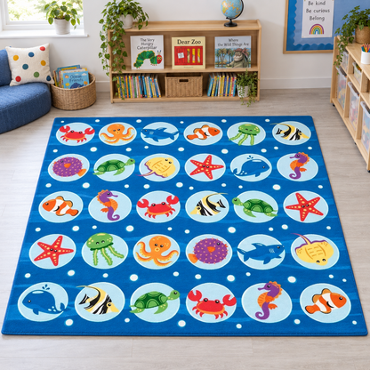 Under the Sea Placement Carpet – unobstructed 5 by 6 marine-life grid