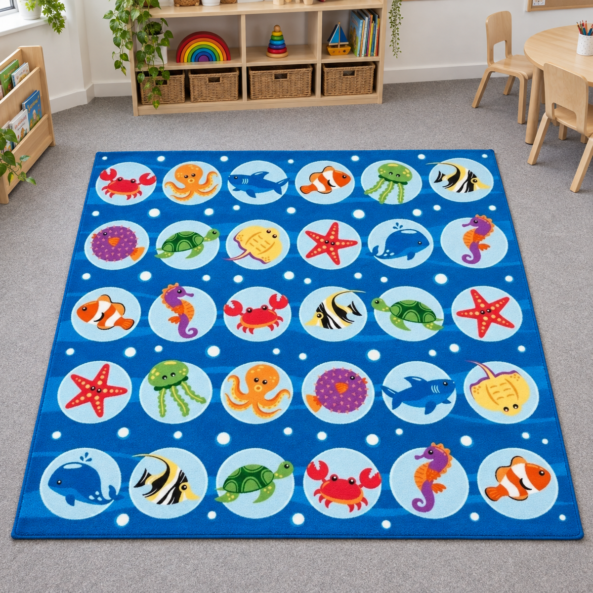 Under the Sea Placement Carpet – 3 metre square carpet in an early years room