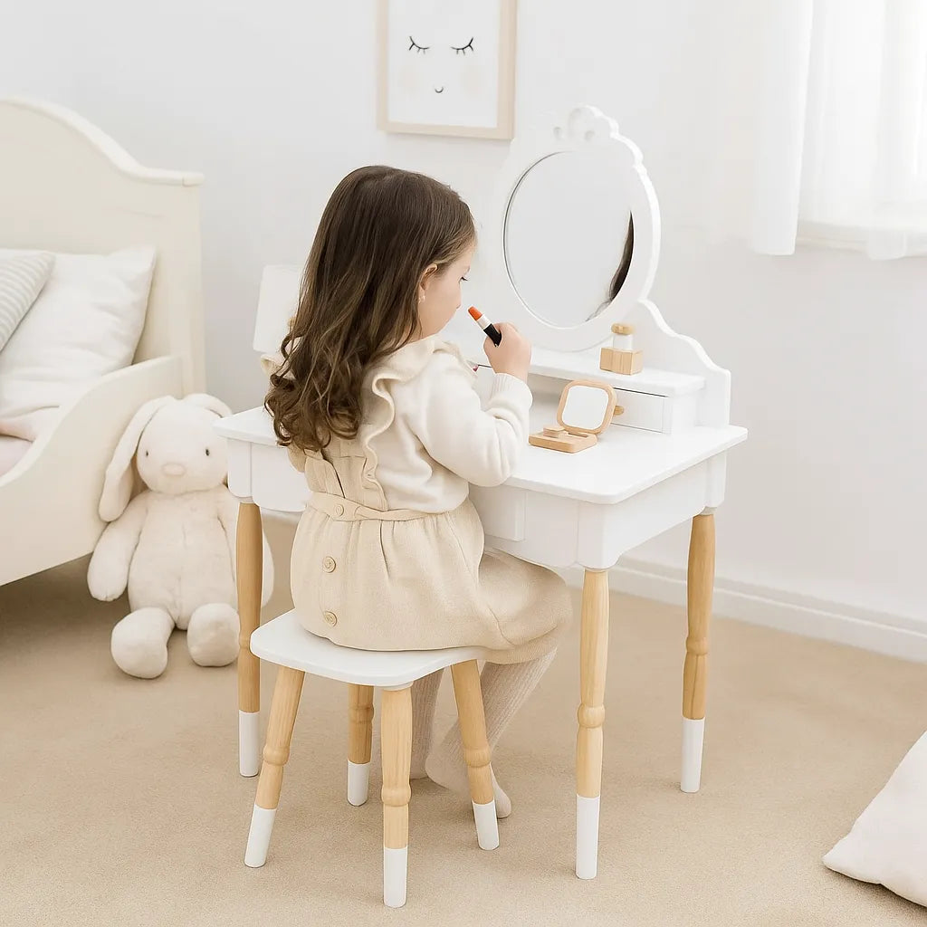 Vanity Table & Wood Stool-Vanity Table & Wood Stool