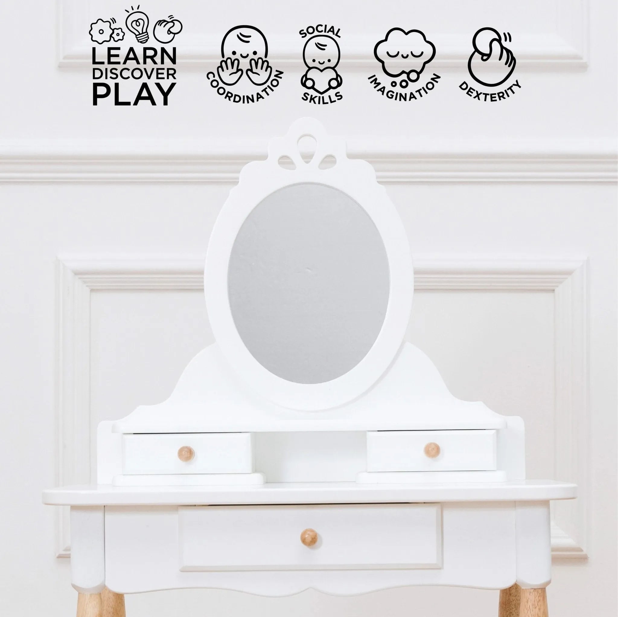 Vanity Table & Wood Stool-Vanity Table & Wood Stool