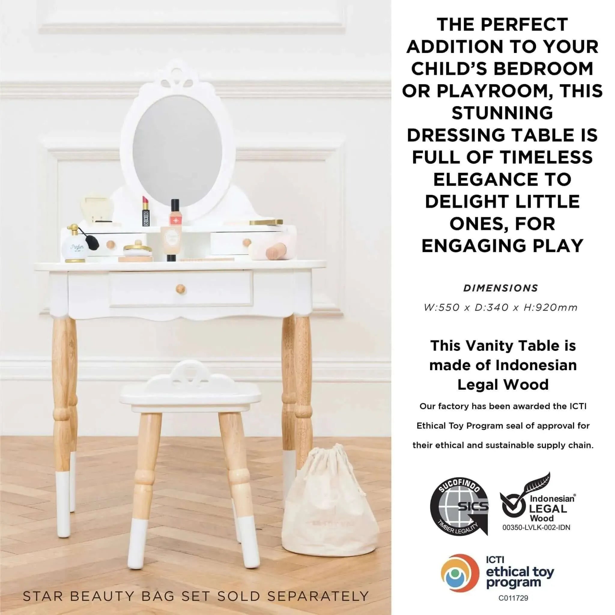 Vanity Table & Wood Stool-Vanity Table & Wood Stool