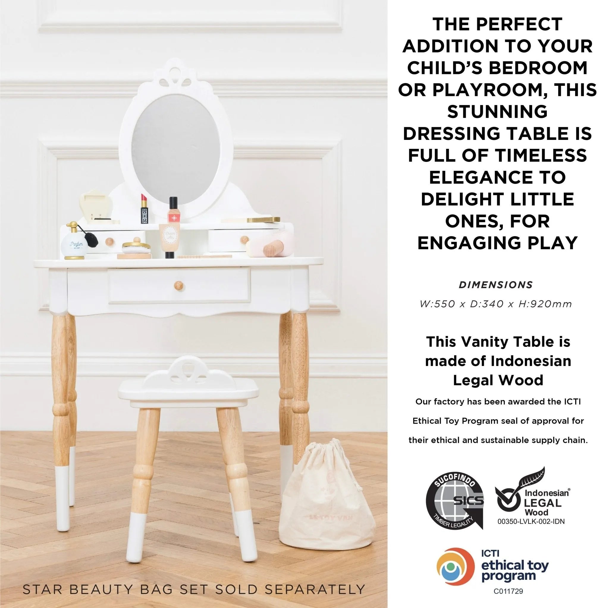 Vanity Table & Wood Stool-Vanity Table & Wood Stool