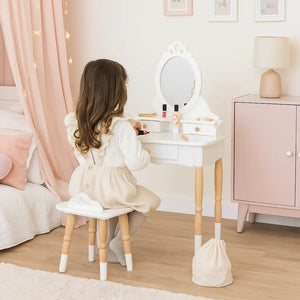 Vanity Table & Wood Stool-Vanity Table & Wood Stool