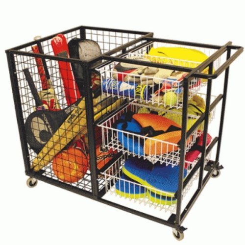 Versatile Storage Trolley, This versatile storage trolley features a tall storage space on one side and also features 6 basket tray compartments (3 on each side of the unit) these basket trays slide out from the sides for easy access. The classroom storage trolley has so many uses making it a useful addition to many classrooms. Includes 4 heavy duty lockable castors, for easy mobility Handle on one side of the trolley Contents shown in image are not included A solid heavy duty metal frame, with 4 lockable c