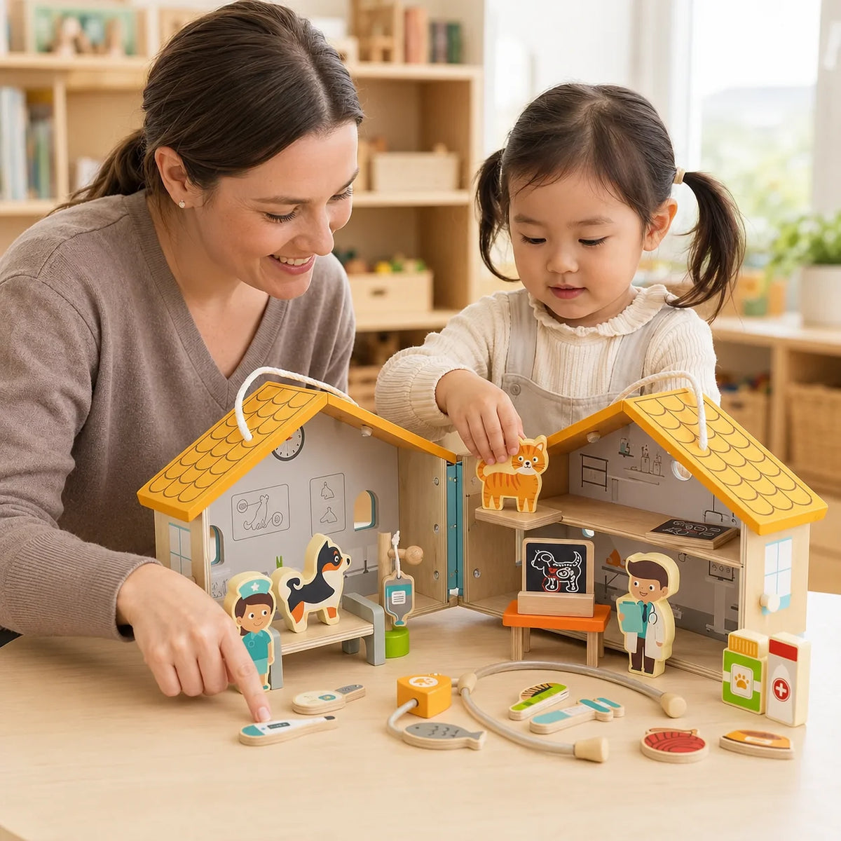 Viga Toys Wooden Pet Hospital Playset-Viga Toys Wooden Pet Hospital Playset