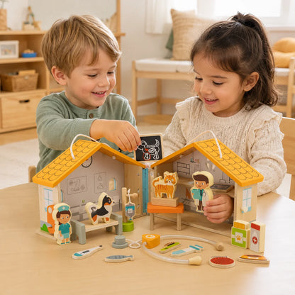 Viga Toys Wooden Pet Hospital Playset-Viga Toys Wooden Pet Hospital Playset