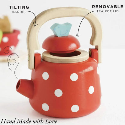 Vintage Dotty Wooden Kettle-Vintage Dotty Wooden Kettle
