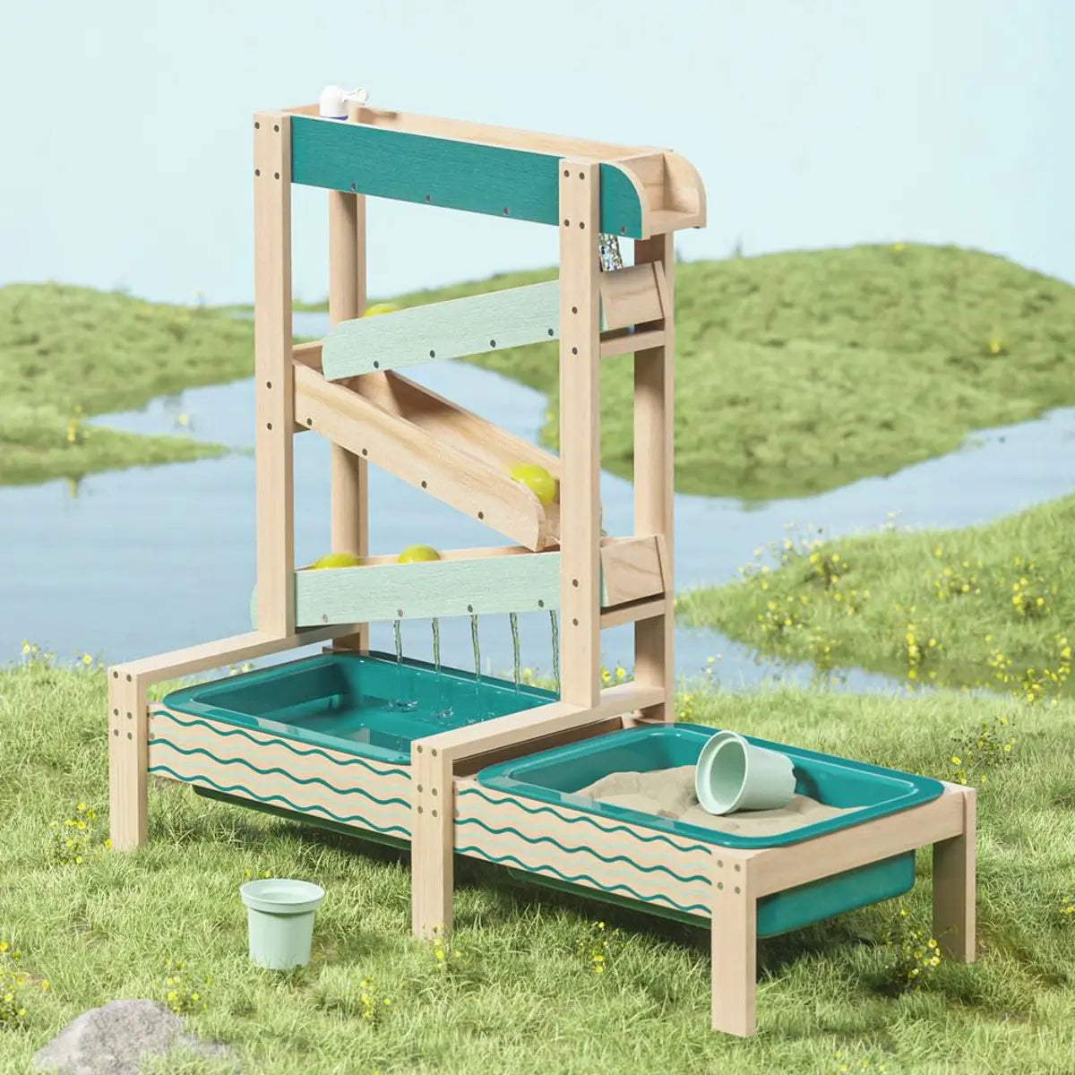 TOPBRIGHT Water Track set up for water and sand play outdoors
