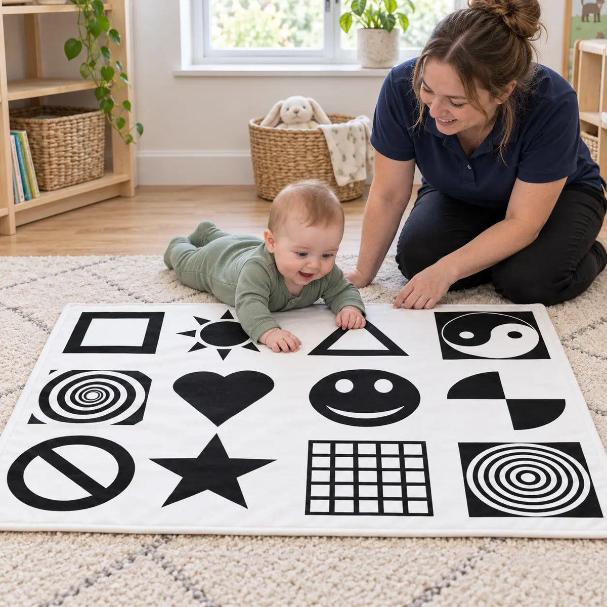 White and Black Nursery Playmat lifestyle image 3