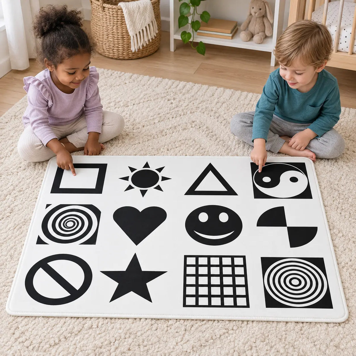 White and Black Nursery Playmat lifestyle image 5