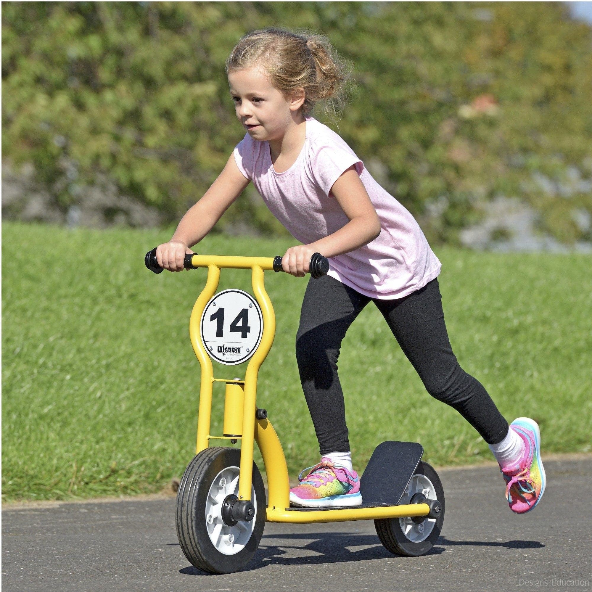 Wisdom Scooter, The Wisdom Scooter is designed to build upon children’s early balancing development whilst still maintaining stability. The Wisdom Scooter features wheels which are made of durable polypropylene with solid rubber puncture proof tyres. The Wisdom Scooter is a classic children's scooter that has been in early years and school playgrounds for many years as a staple product.The Wisdom Scooter is suitable for children aged 3-4 years and is an easy to use durable scooter.The Wisdom scooter comes w