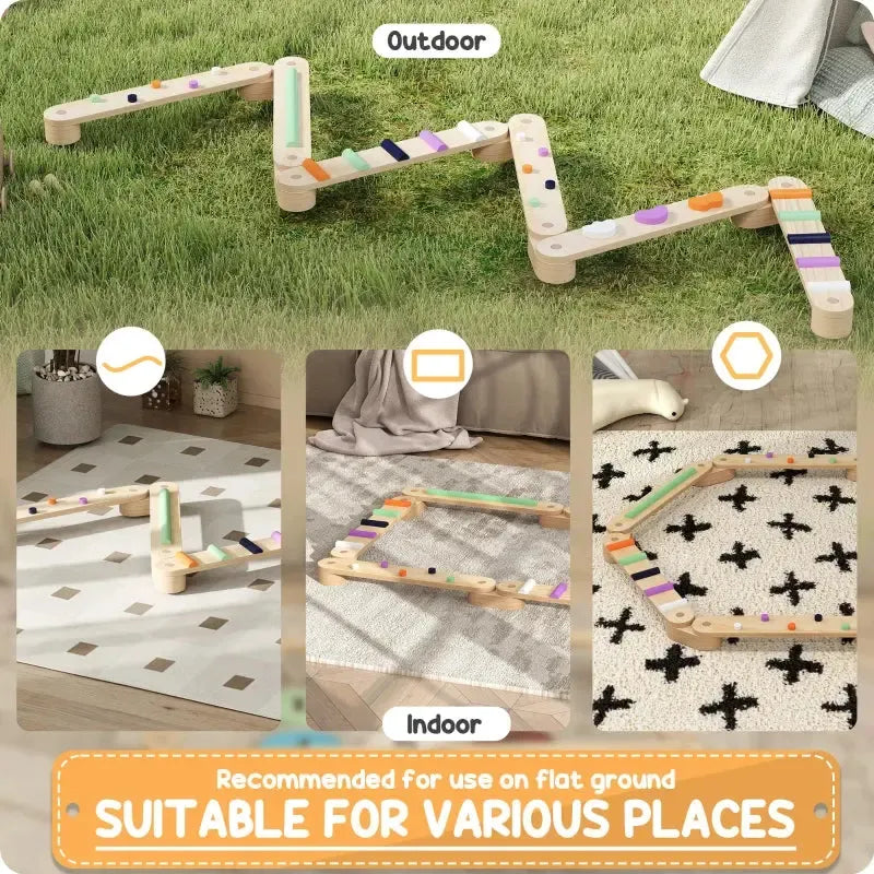 Wooden Balance Beam Set,,EYFS Balancing Path,Sensory Balance Path ...