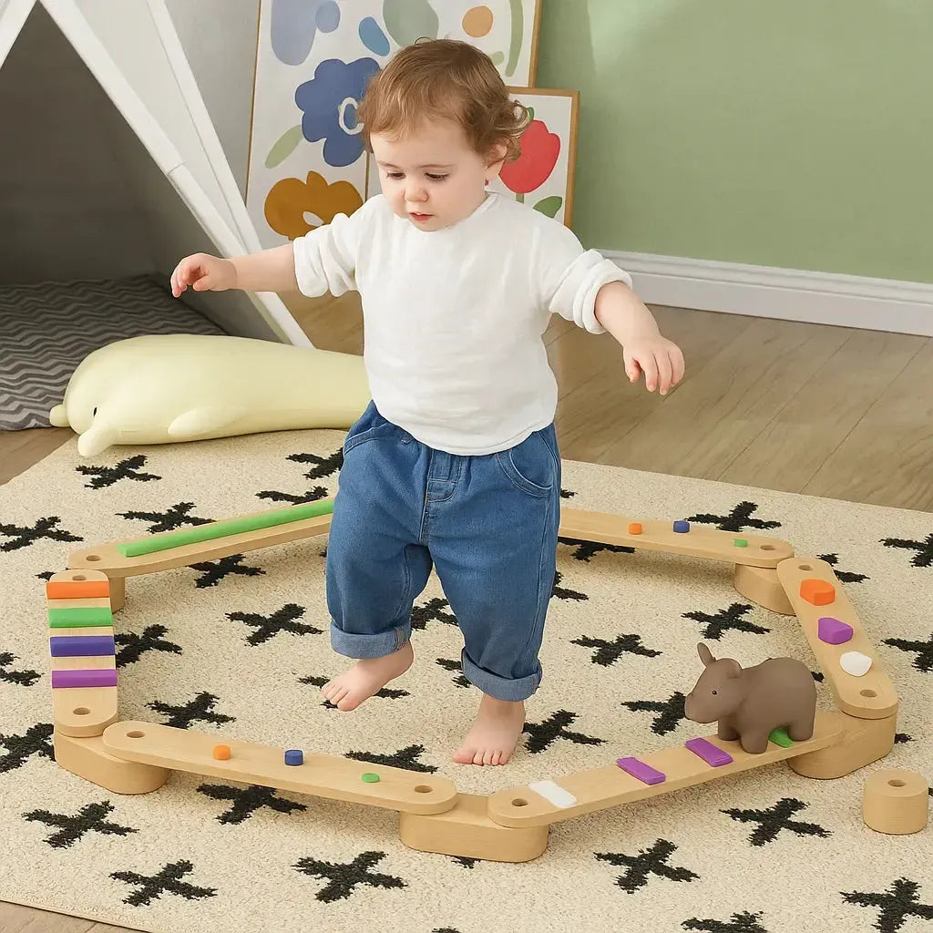 Wooden Balance Beam Set,,EYFS Balancing Path,Sensory Balance Path ...