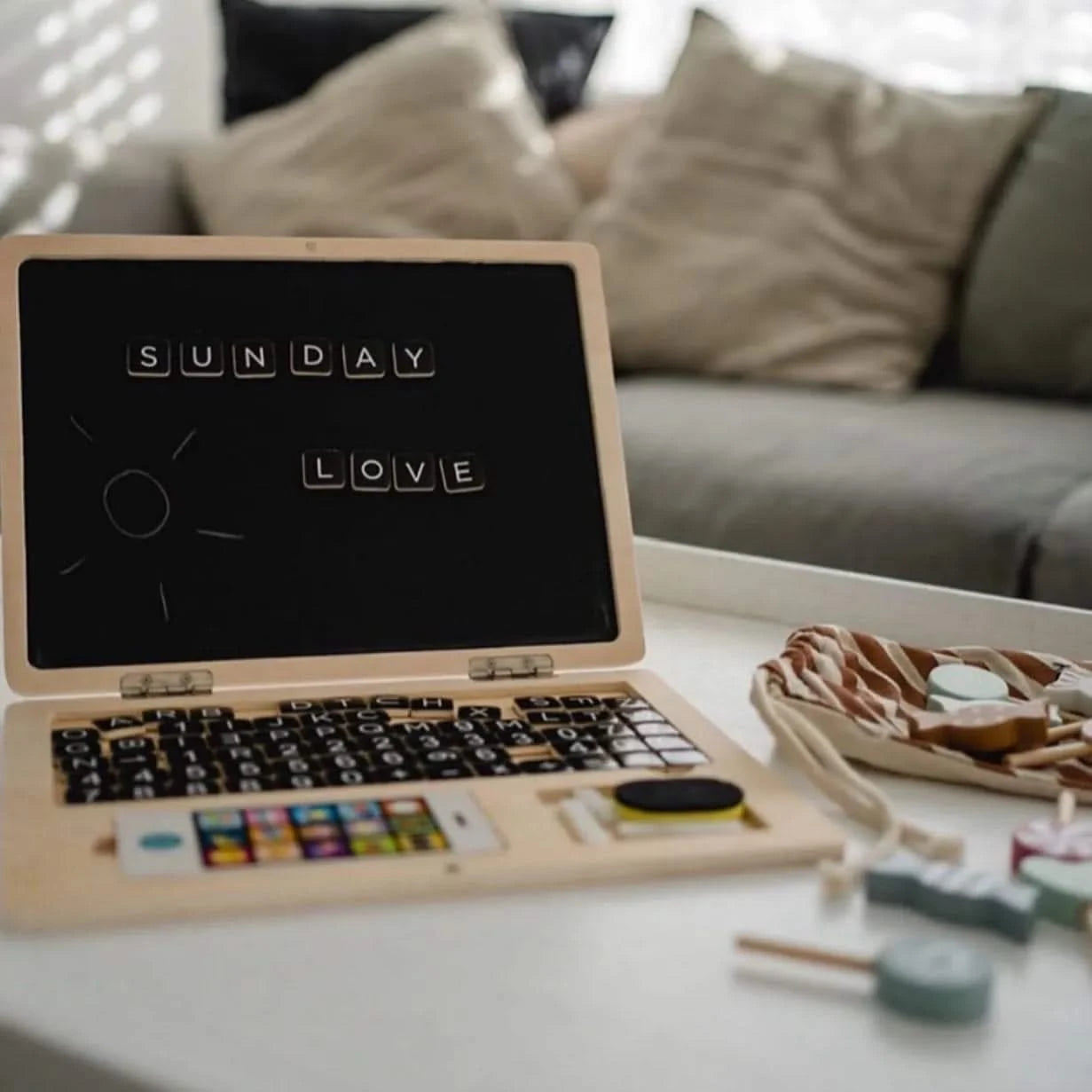 Wooden Laptop with Magnet Board-Wooden Laptop with Magnet Board