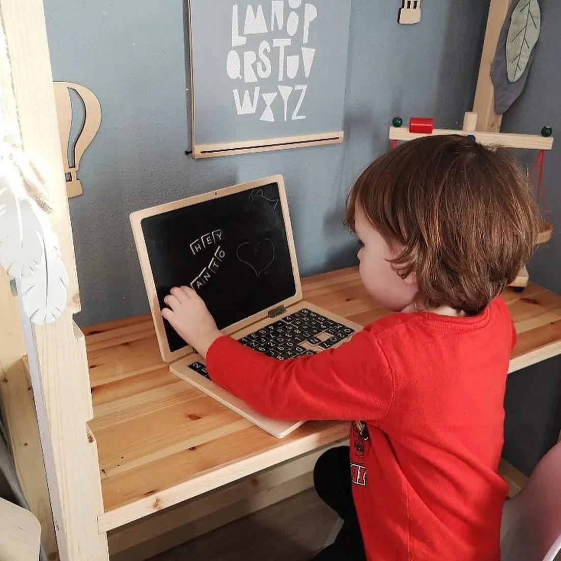 Wooden Laptop with Magnet Board-Wooden Laptop with Magnet Board