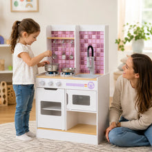 Wooden Play Kitchen with Oven, Stove and Sink – White