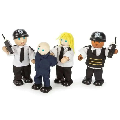 Wooden Police And Prisoner Figures-Wooden Police And Prisoner Figures