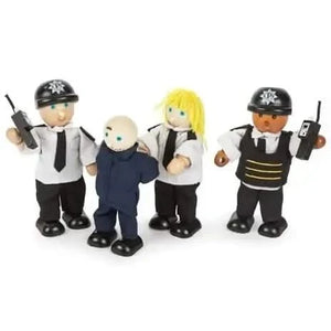 Wooden Police And Prisoner Figures-Wooden Police And Prisoner Figures
