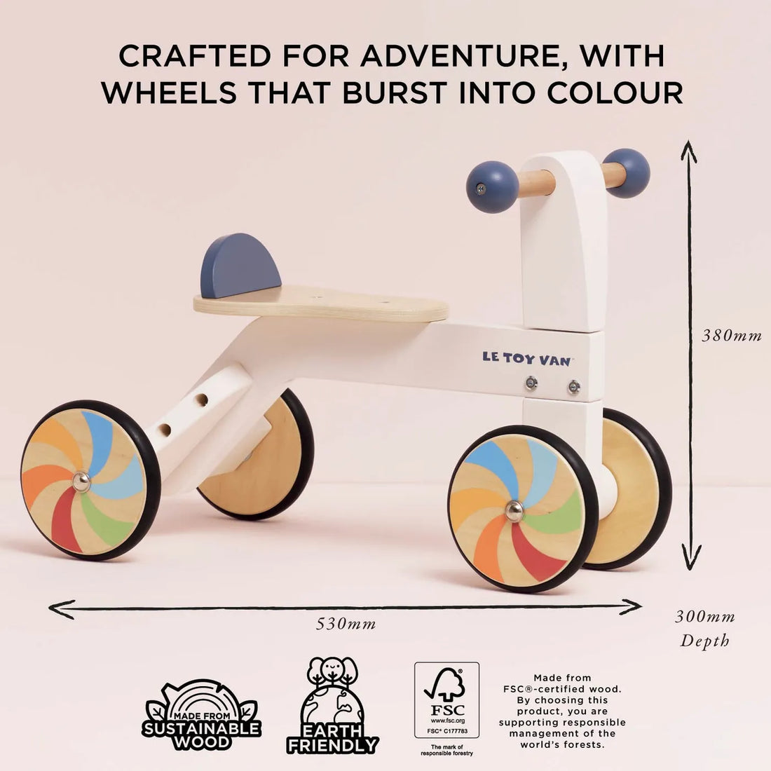 Wooden Rainbow Ride On Trike-Wooden Rainbow Ride On Trike