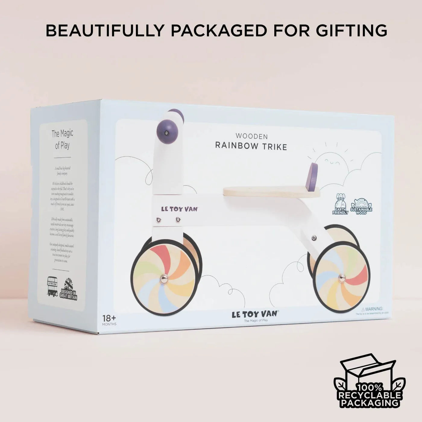 Wooden Rainbow Ride On Trike-Wooden Rainbow Ride On Trike